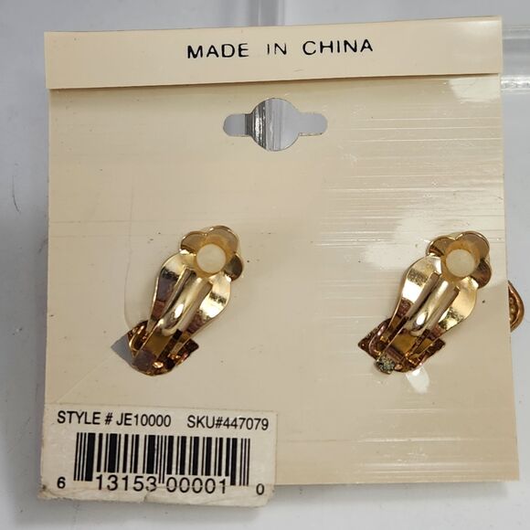 Jordache 1980s Clip On Earrings Blue Green & Aqua Enamel Triangle Shape New VTG - Picture 3 of 8